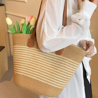 Bolsa de palha de grande capacidade para férias casuais praia portátil nova moda bolsa de…