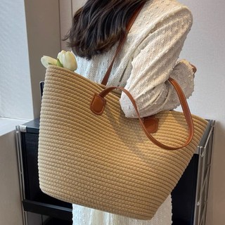 Bolsa de palha de grande capacidade para férias casuais praia portátil nova moda bolsa de…