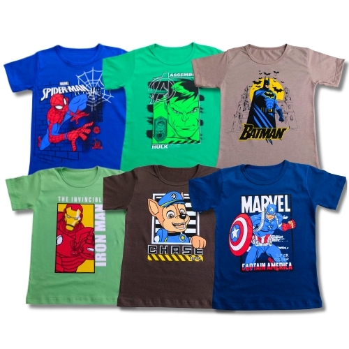 Kit Sortido 5 Peças Camiseta Manga Curta Infantil Menino Verão - Masculina Tamanho 1 ao 8 Estampada