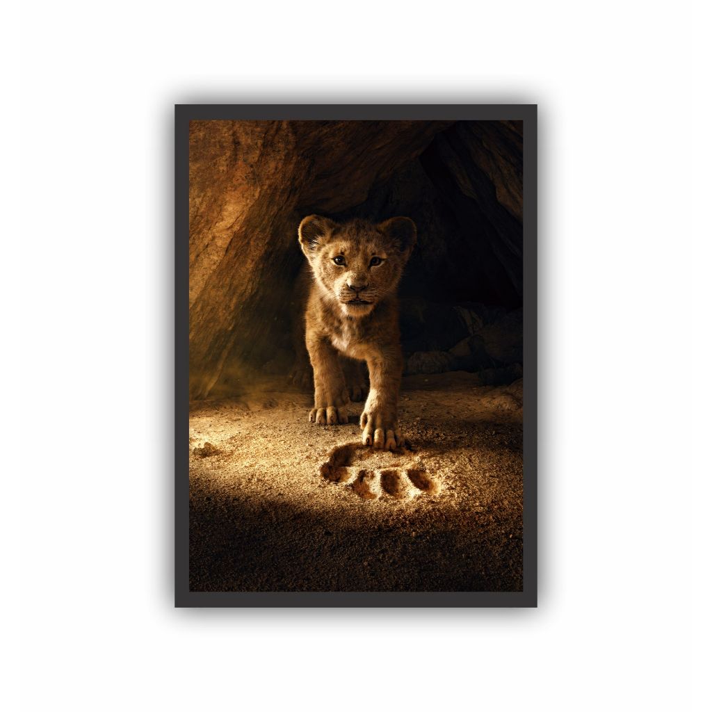 Quadro Decorativo Simba Rei Leão Moldura Preta Quadro Rei Leão