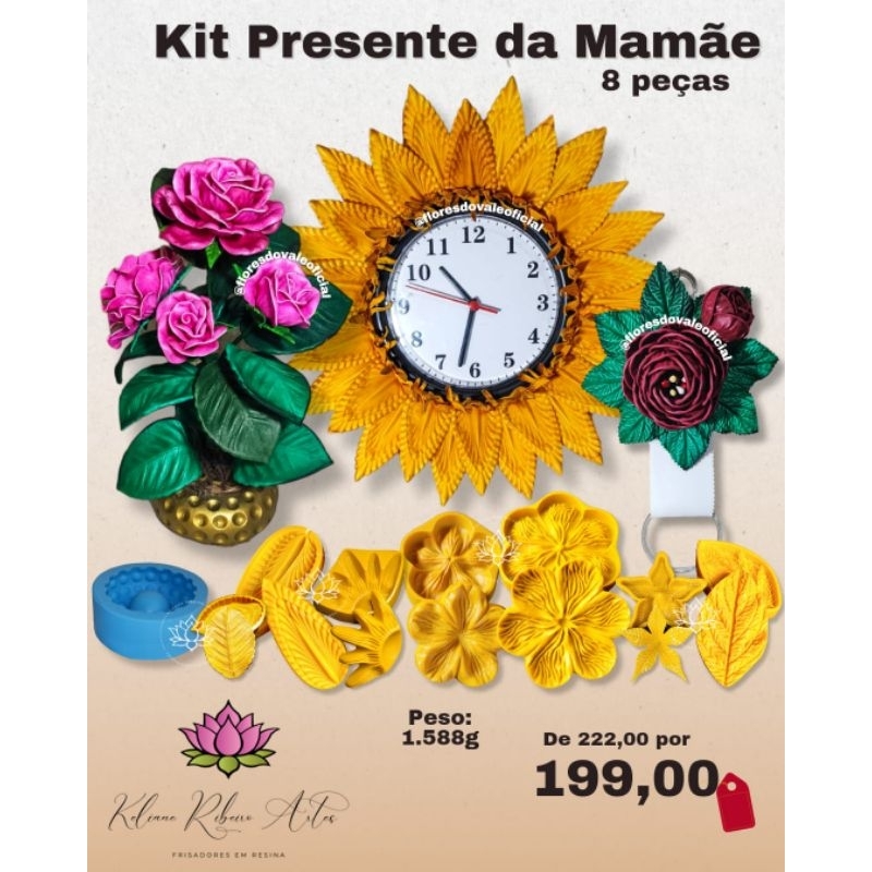 FRISADOR EM RESINA KIT PRESENTE DA MAMÃE 8 PEÇAS