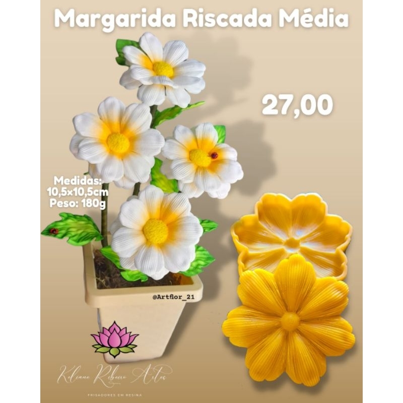 FRISADOR EM RESINA MARGARIDA RISCADA MÉDIA