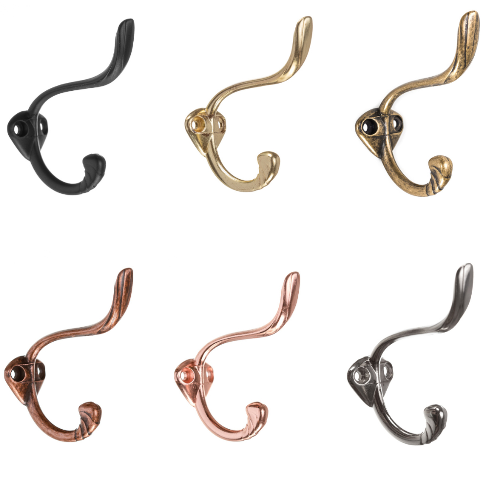 3 Ganchos Cabideiro Grande Metal Duplo Aquarius Parede Vertical Chave Toalhas Decoração Banheiro