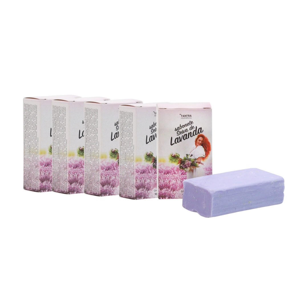 5 SABONETES EM  BARRA LAVANDA - LINHA SEIVA DE LAVANDA - 100g CADA -