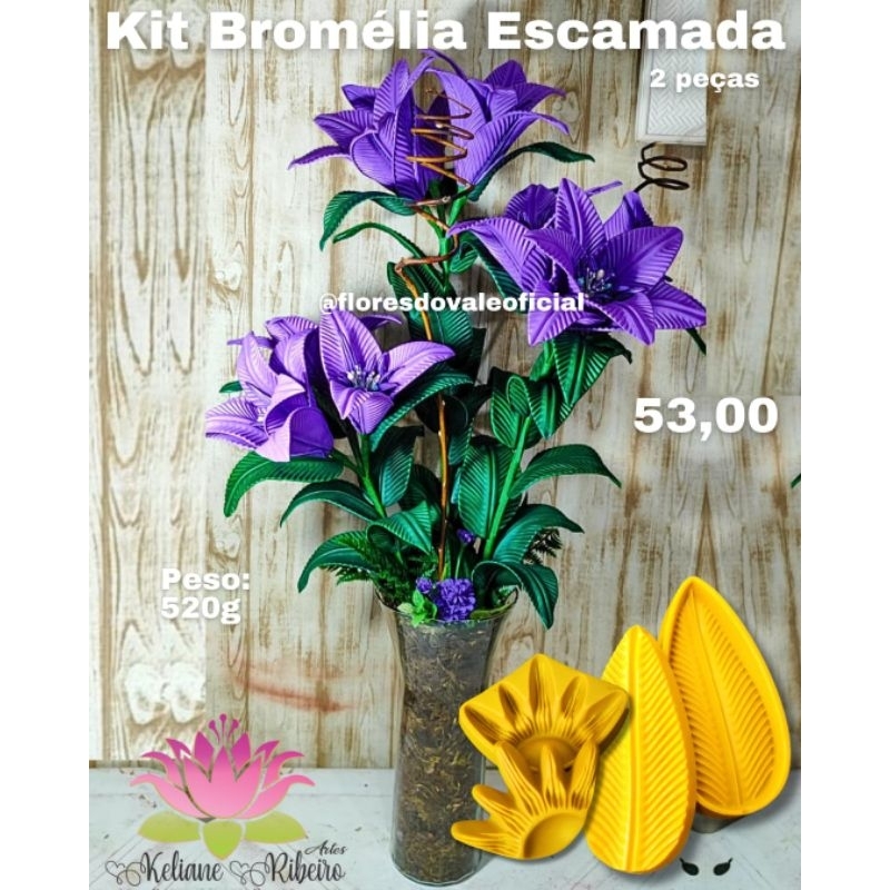 FRISADOR EM RESINA KIT BROMÉLIA ESCAMADA 2 PEÇAS