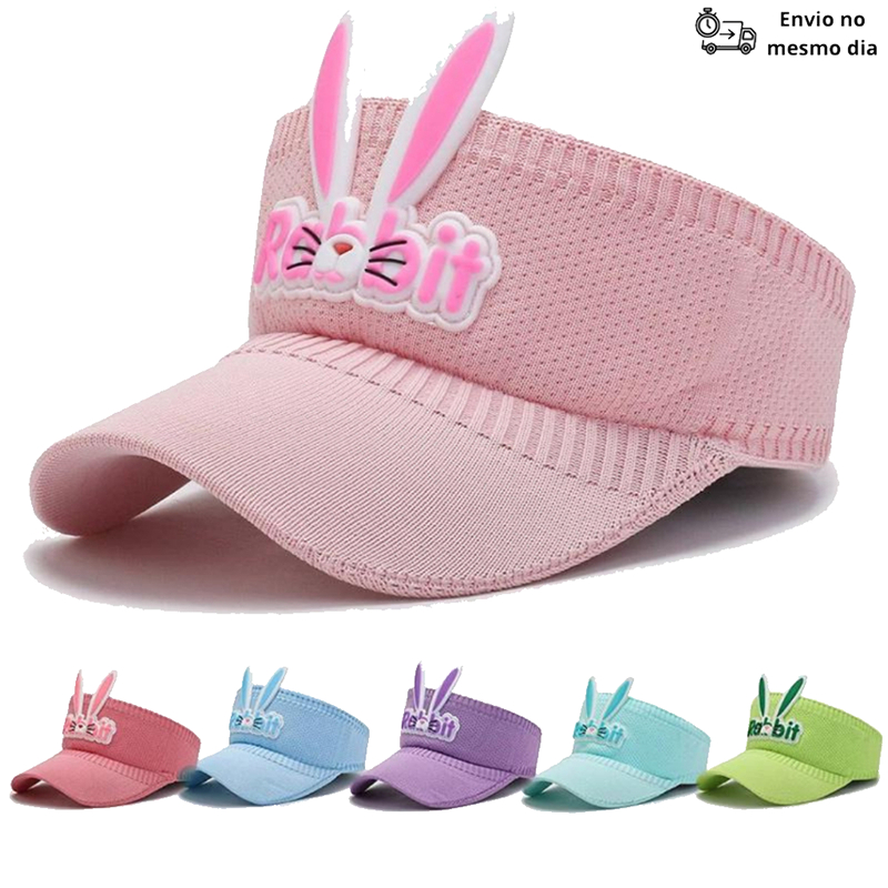 Chapéu de Sol Infantil de Verão com Orelhas de Coelho Leve e Confortável para Crianças Proteção UV em Oferta na Shopee