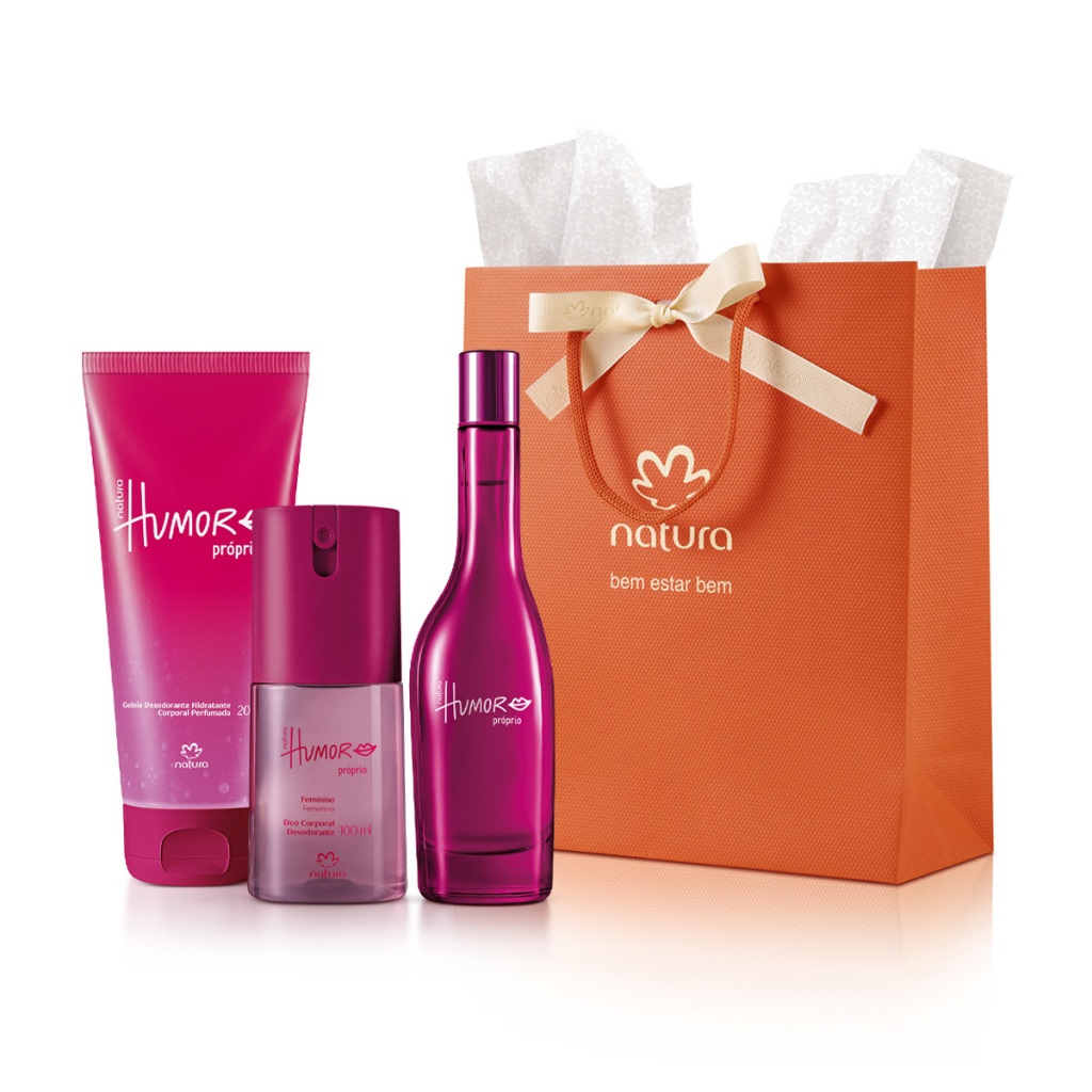 Presente Kit Natura Humor Próprio Desodorante Colônia Feminino 75 ml + Geleia Hidratante Corporal 200 g + Deo Corporal