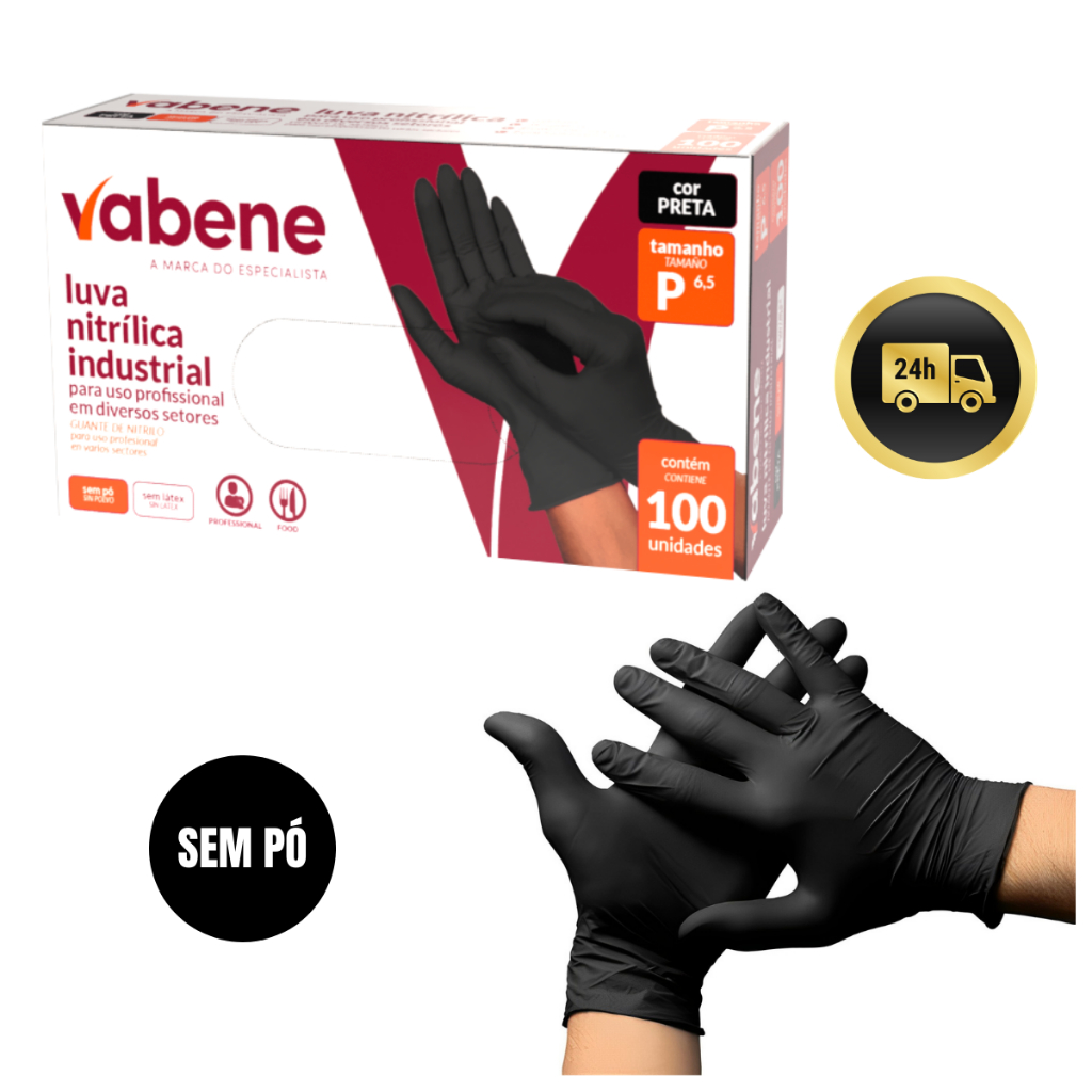 Luva Nitrílica Preta Descartável Sem Pó Com 100un Anvisa Barbeiro Estética Cozinha Cozinheiro Caixa em Oferta na Shopee