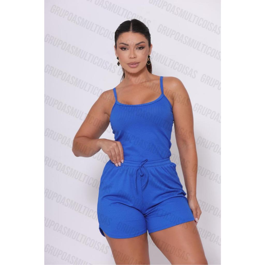 KIT CONJUNTO FEMININO SHORT CANELADO E CAMISETA REGATA TENDENCIA PROMOÇÃO VERÃO em Oferta na Shopee