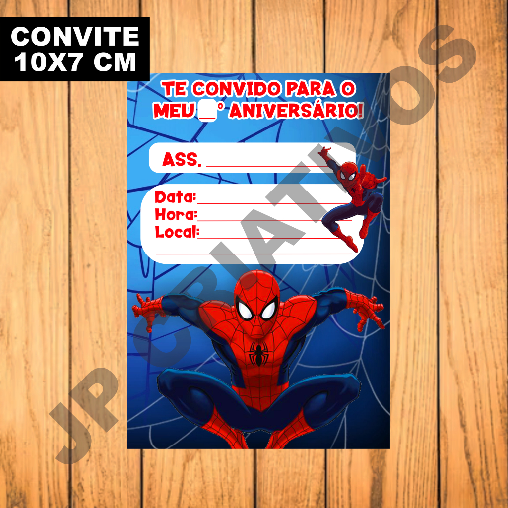 CONVITE ANIVERSÁRIO HOMEM-ARANHA/SPIDERMAN (MODELO 2)
