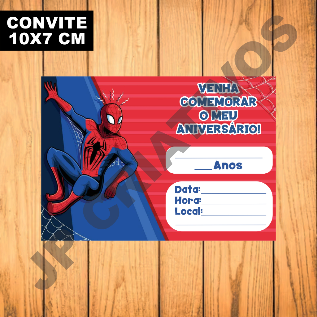 CONVITE ANIVERSÁRIO HOMEM-ARANHA/SPIDERMAN (MODELO 3)