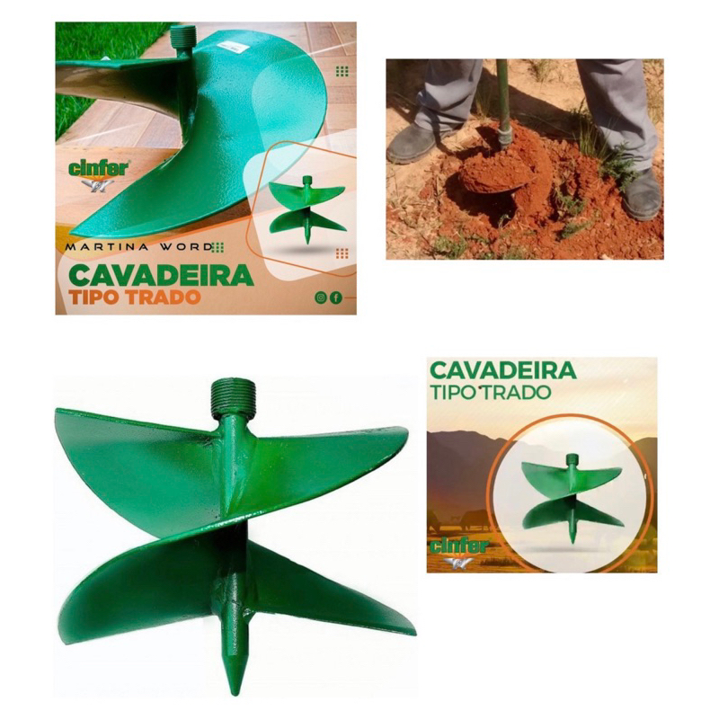 Cavadeira Trado 12 Polegadas 30cm + Cabo 1m + Extensão