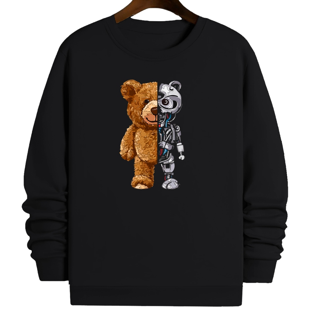 Blusa de Frio Suéter Gola Redonda Moletom Careca Urso Robo Trap Streetwear