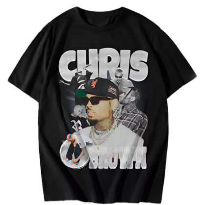 Camiseta Chris Brown Algodão Camisa Cantor Pop Blusa Unissex em Oferta na Shopee