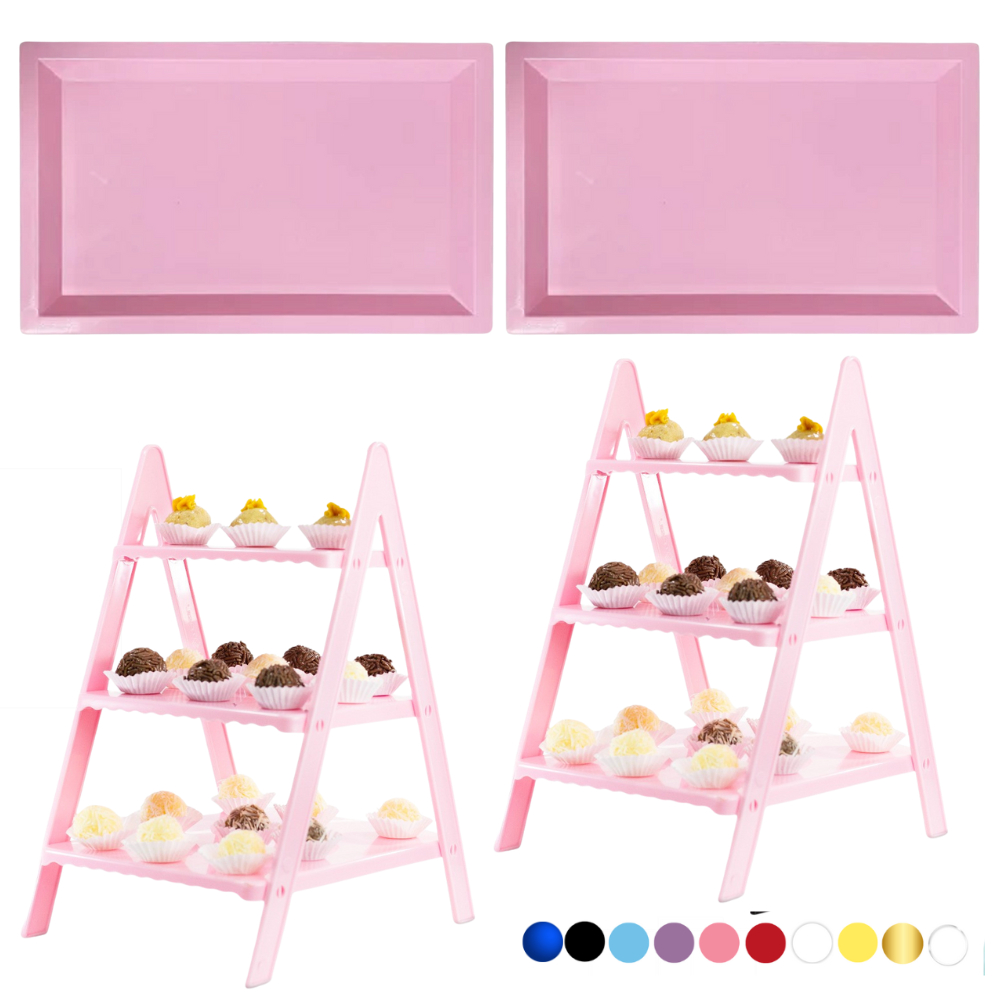 Kit Decoração Escadinha Lembrancinha + Bandeja Doce Enfeite  Mesa Aniversário Festa Mesa Decorativa