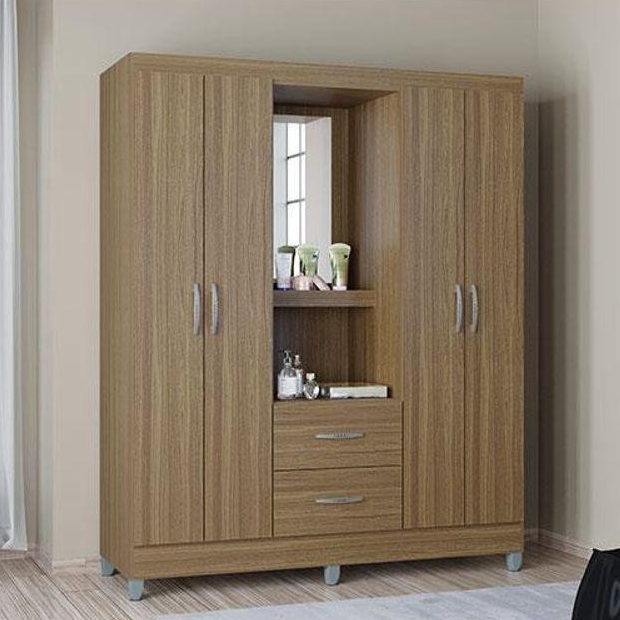 Guarda Roupa Solteiro Ambiente Cordoba 4 Portas Castanho - Poquema - Home & Living