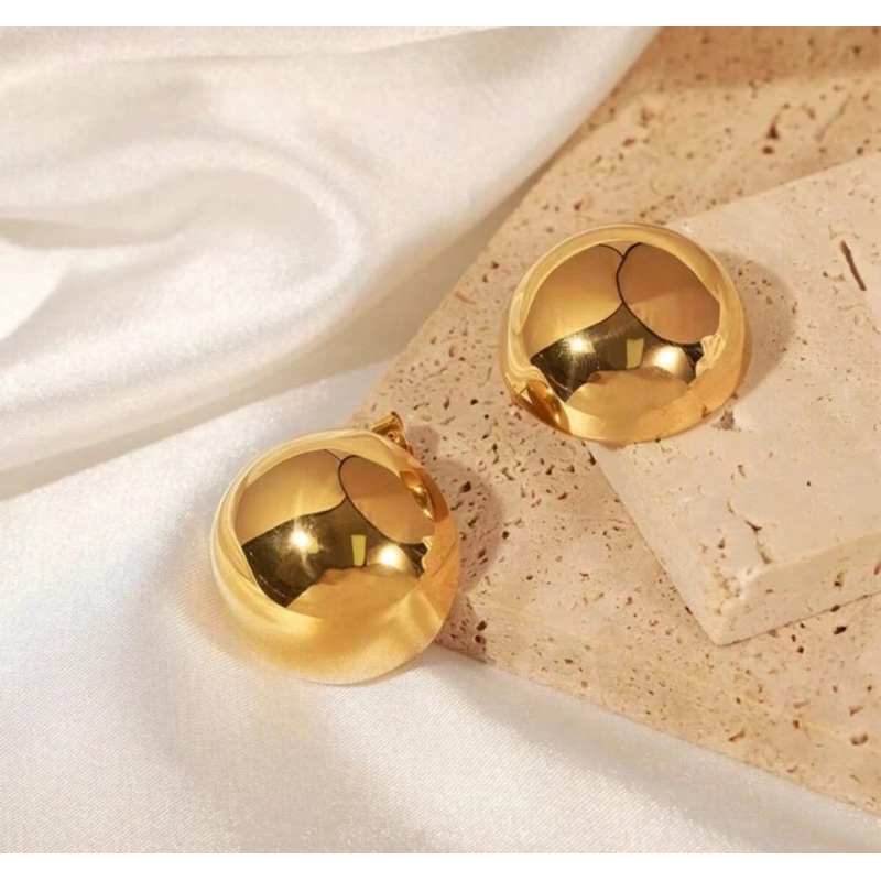 Brinco Esfera Botão redondo Dourado ou Prata em Oferta na Shopee