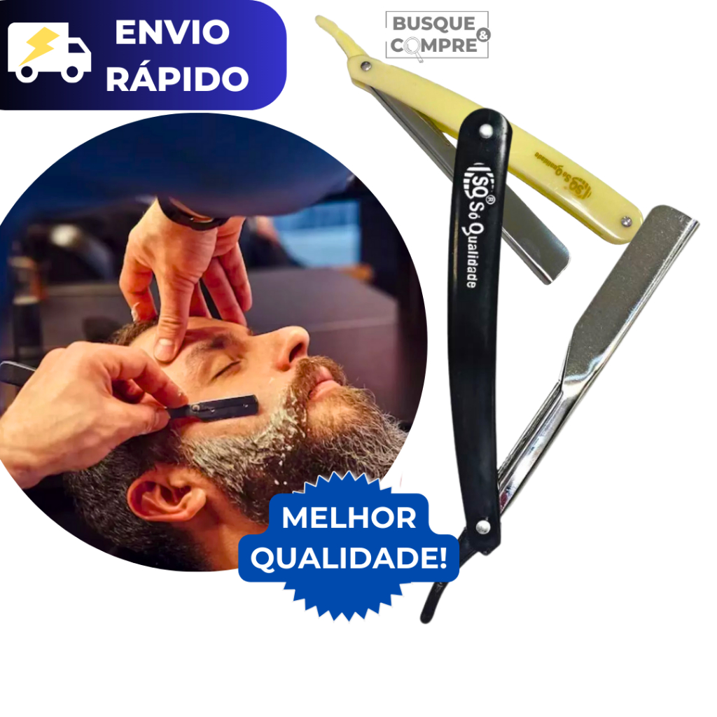 Navalhete para Barbear Branco Preto Barbearia Navalha Cortes de Cabelo Corte Afiado Metal e Plástico
