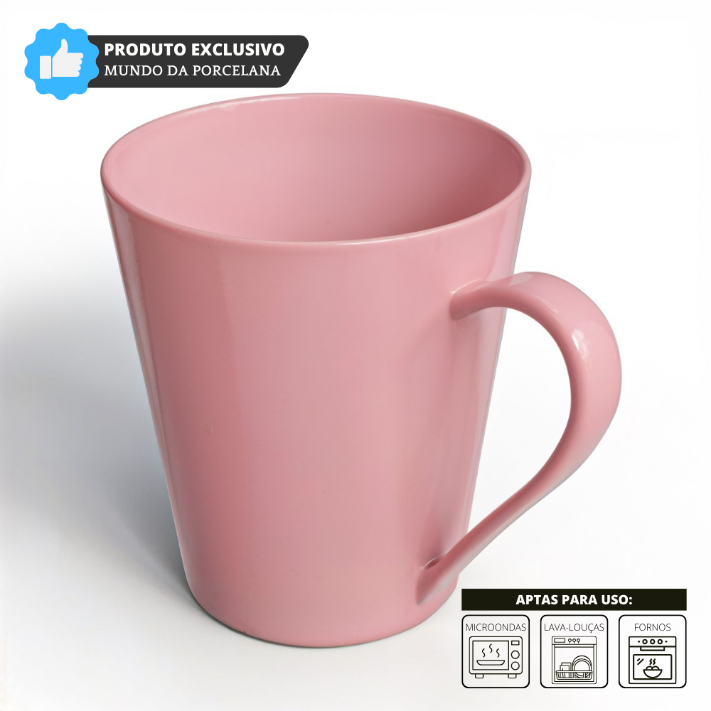 Jogo 6 Canecas Tulipa Lisa Rosa 250ml Porcelana Cha Decoracao Mesa Cafe — imagem 2 de 2