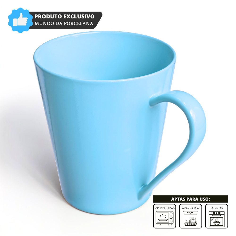 Jogo 6 Xicaras Tulipa Chá 250ml Porcelana Colorida Caneca Café Lar Decoração Cafeteria Padaria Casa