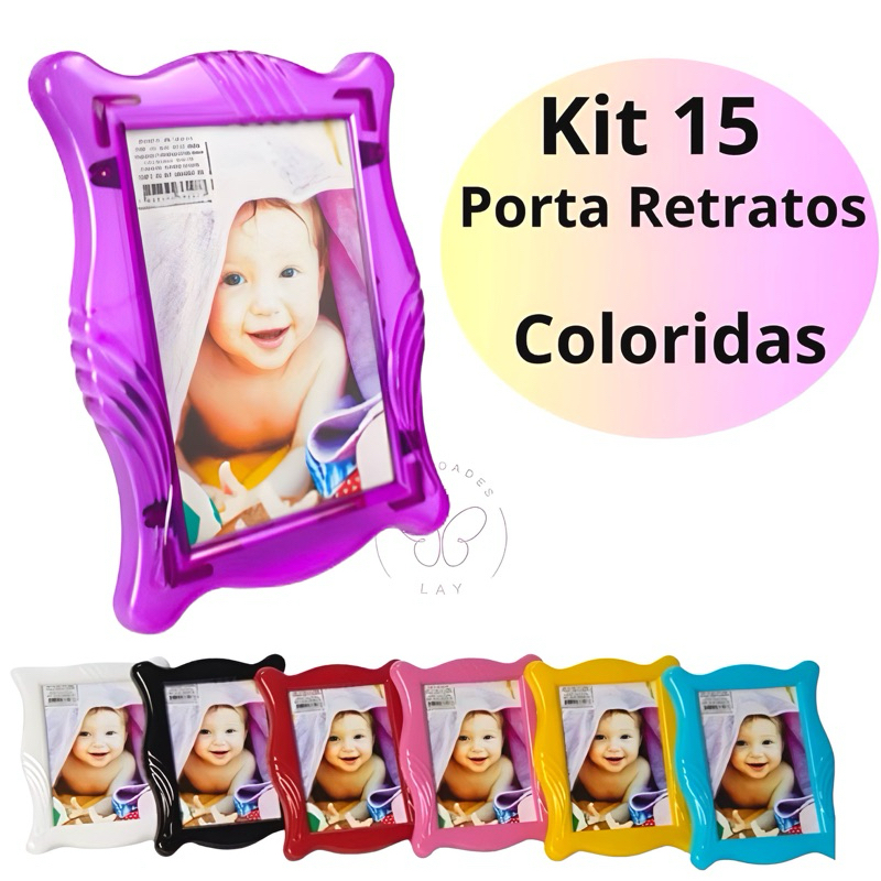 15 Porta Retrato 10x15 Plástico Acrílico Lindo Colorido