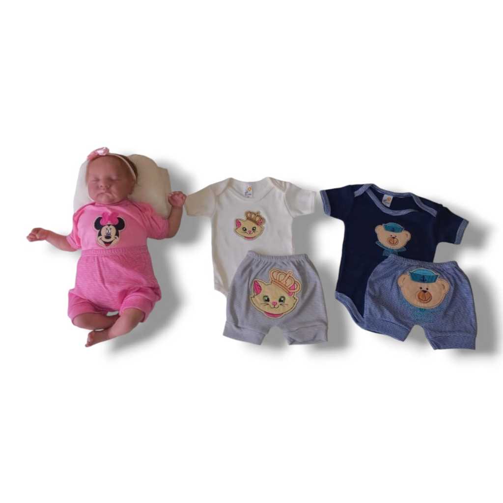 Kit 6 Pçs - Body + Short Safari Roupa De Bebê Verão Atacado
