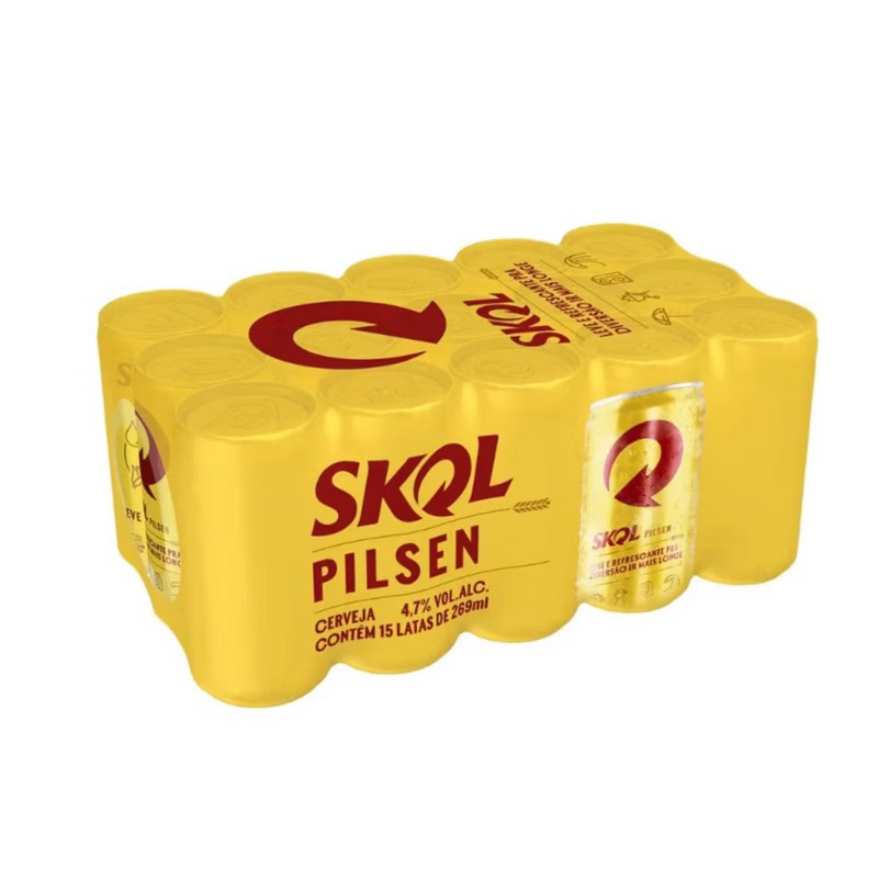 Cerveja Skol Pack Cerveja Pilsen Lata 15 Unidades 269ml Cada Embalagem Econômica