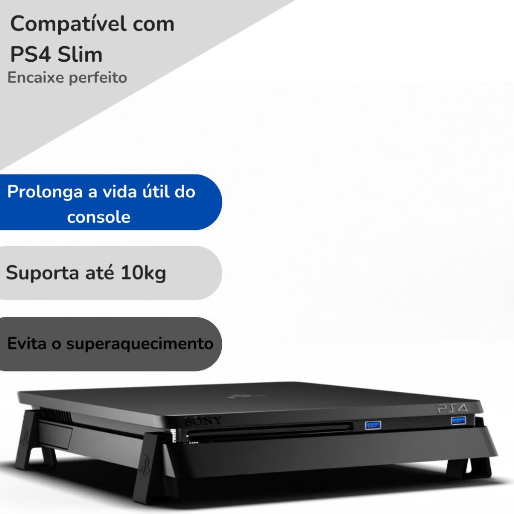 Kit 4 Pezinho Suporte Videogame Ps4 Ps5 FAT SLIM PRO Base Apoio Pé Console Playstation Circulação Ar