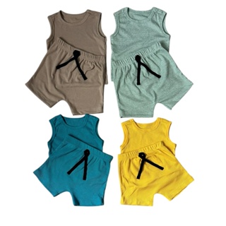 Kit 6 Peças Infantil Bebê Recém Nascido Ribana Canelada 2x1 Com 3 Shorts e 3 Regatinhas de Alta Qualidade Confortavél em Oferta na Shopee