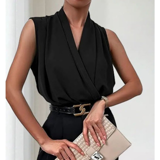 Body Feminino Transpassado Regata Sem Manga Duna Elegante Bory Blusa em Oferta na Shopee