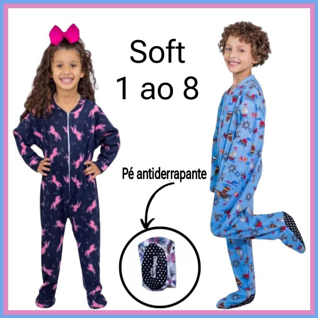 Macacão Soft Flanelado com zíper e pé antiderrapante pijama inverno Masculino e Feminino em Oferta na Shopee