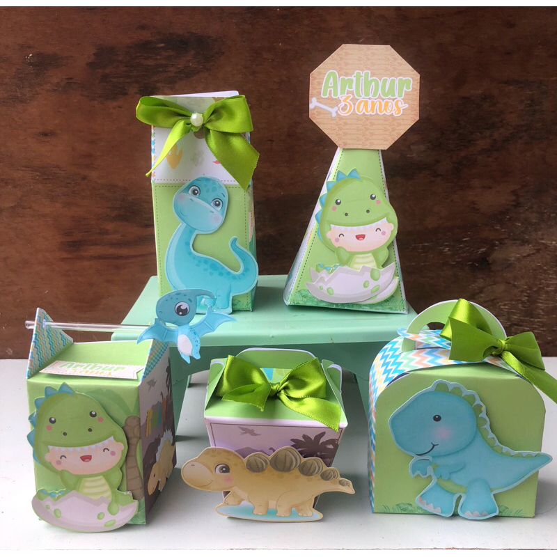 Caixinhas Personalizadas Dinossauro Baby - Kit Festa -Lembrancinha - Aniversário - Festa Infantil