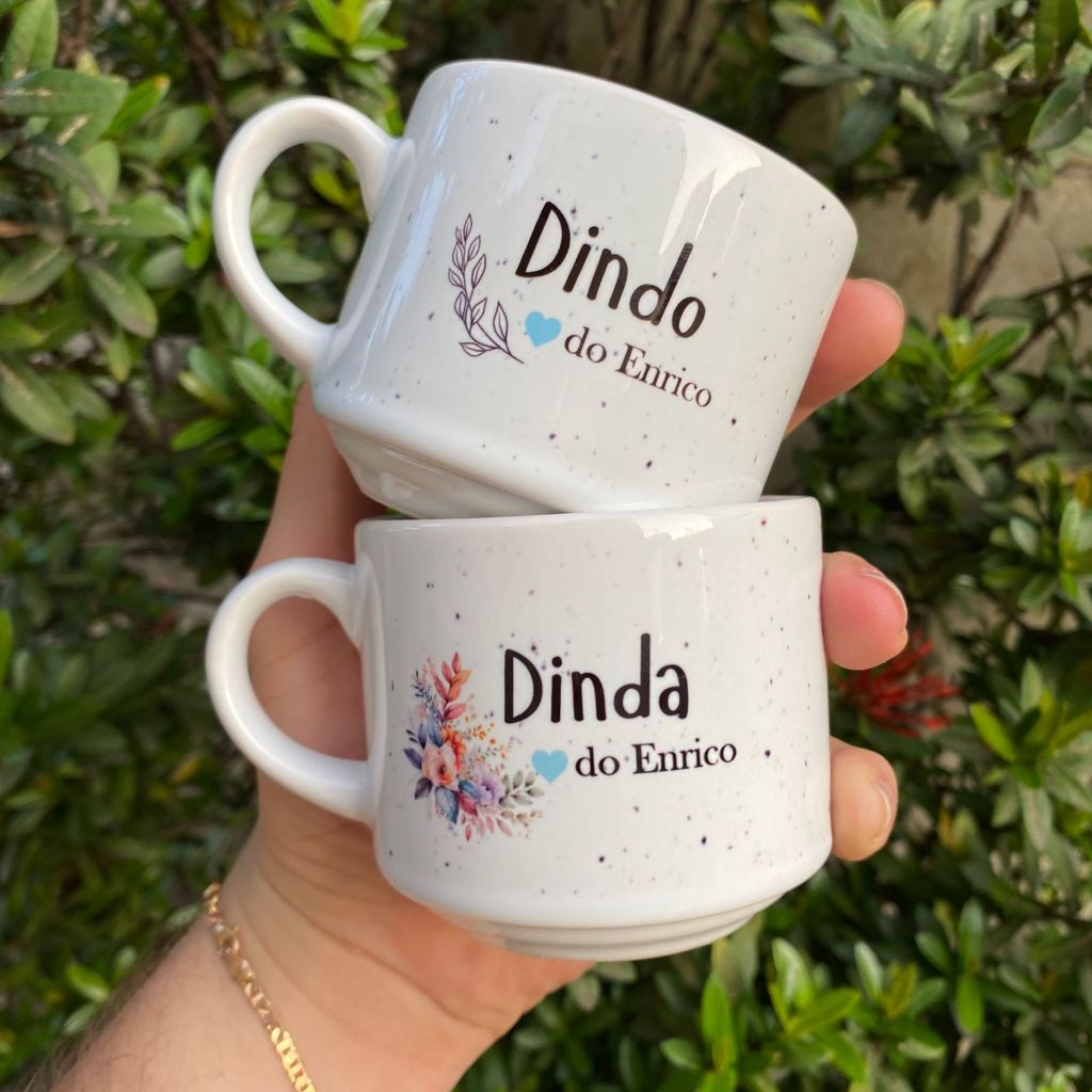 Kit 2 Xícaras Personalizadas para Padrinhos de Batismo 180ml