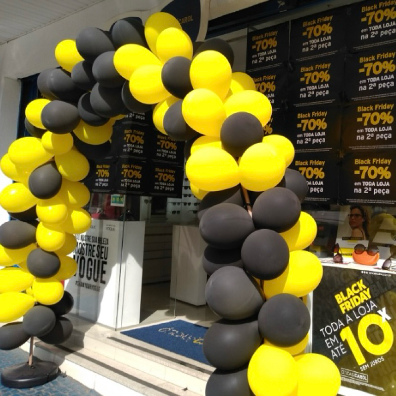 KIT ARCO FACIL +  100 BALAO PRETO E AMARELO BLACK FRIDAY 7” - Home & Living