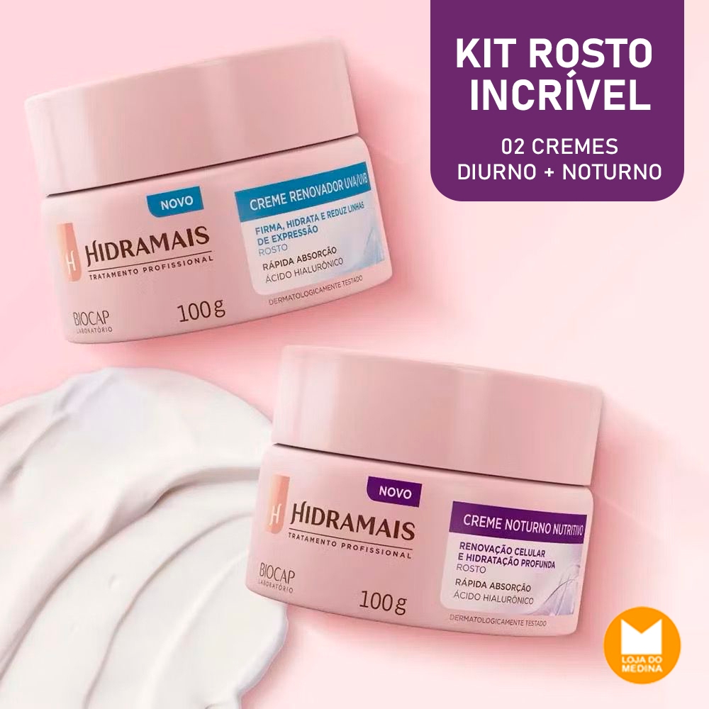 KIT ROSTO INCRÍVEL - CREME FACIAL RENOVADOR UVA/UVB + CREME FACIAL NOTURNO – HIDRAMAIS