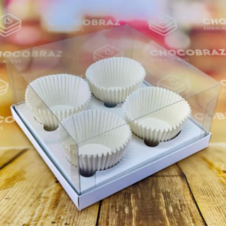 10 caixas para 4 cupcake branca com tampa de acetato Idéia cod 4823 em Oferta na Shopee