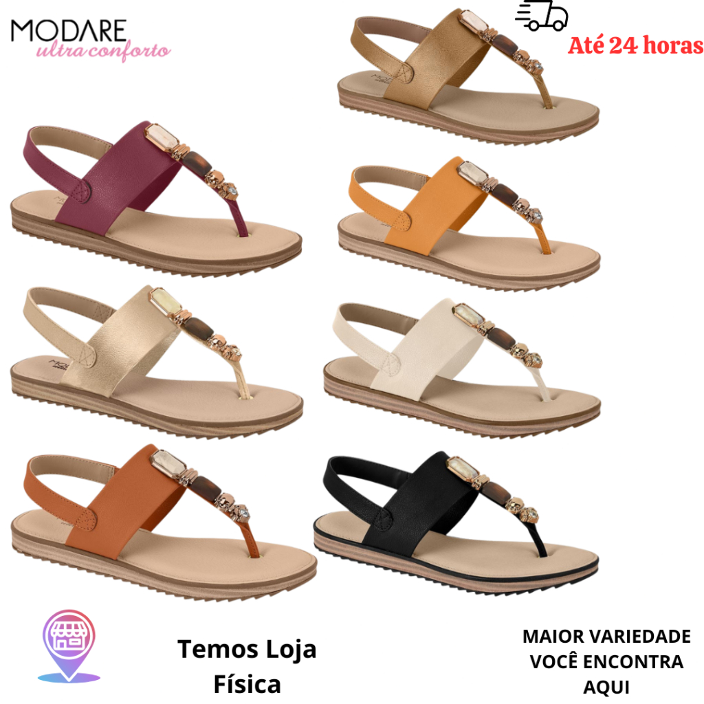 Sandália Feminina Modare Confort Detalhe de Pedra Elástico Traseiro 1,5 CM
