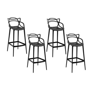 Kit Com 4 Banqueta Allegra Masters 100% Polipropileno Preta em Oferta na Shopee