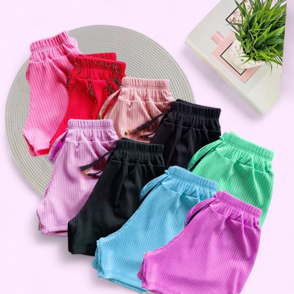 Kit 3 short canelado infantil menina estilo verão CORES SORTIDAS em Oferta na Shopee