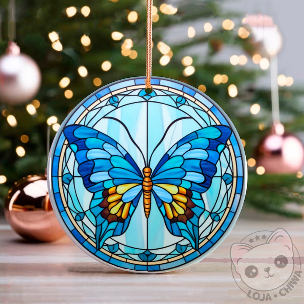 Enfeite de Nata Borboleta  Merry Christmas Ornamento Festas em Madeira