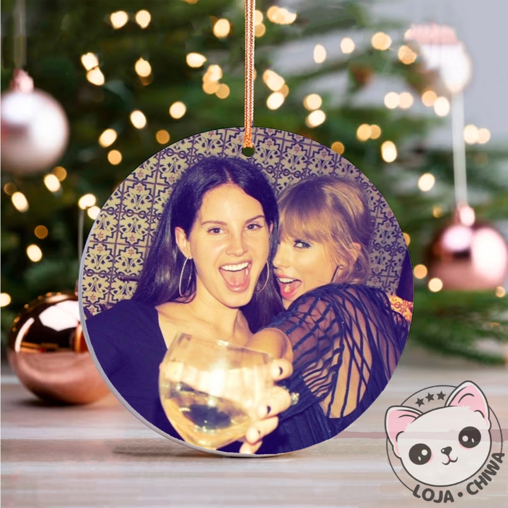 Enfeite de Lana del Rey Taylor Swift Merry Christmas Ornamento Festas em Madeira