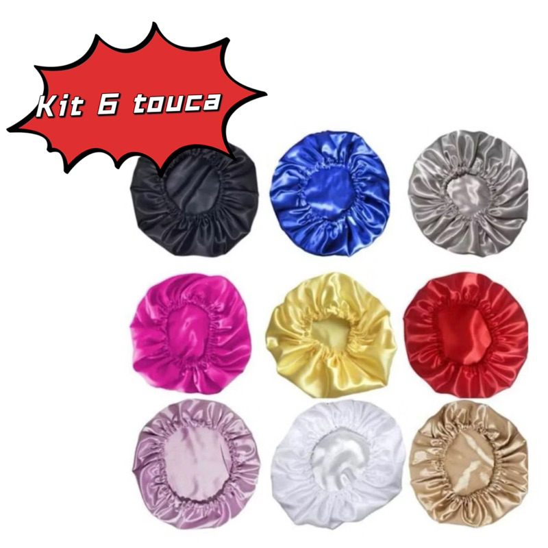 Kit 6 Toucas De Cetim Elegante MALEÁVEL Anti Frizz Toque De Seda em Oferta na Shopee