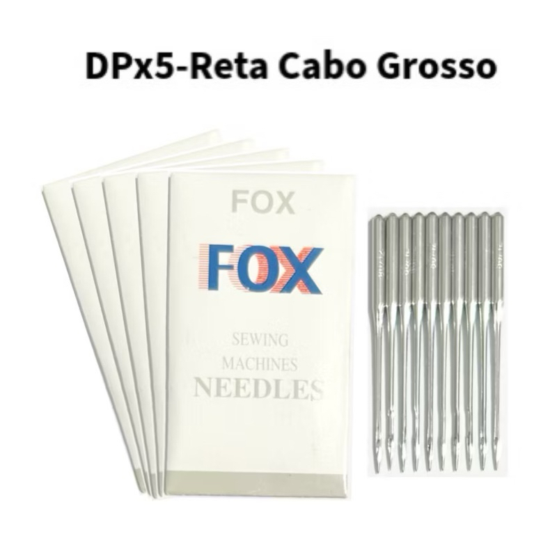 50 Agulhas DPx5 Reta Cabo Grosso N°9/10/11/12/14/16/18/19/20/21 Maquina Costura Industrial