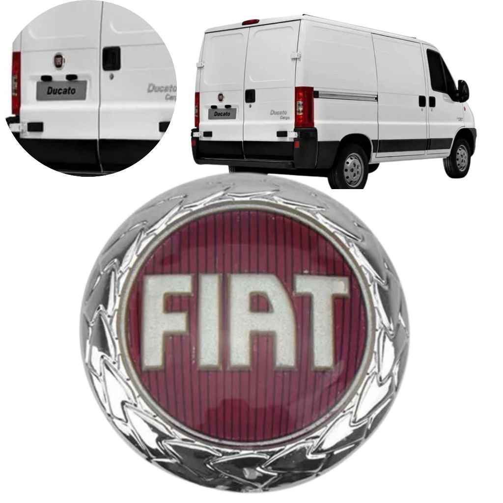 EMBLEMA PORTA MALA FIAT SIENA 98/07 DUCATO 98/07 VERMELHO CROMADO
