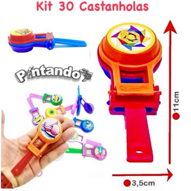 Kit 30 Castanholas Bate bate de Punho Brinquedo Infantil Lembrancinha