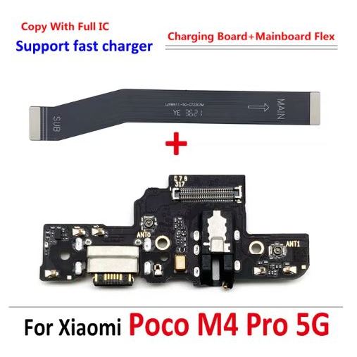 2 KITS Placa Conector Carga + Cabo Main Flex Sub Placa Mãe Para Redmi Note 11 5G / M4 Pro 5G