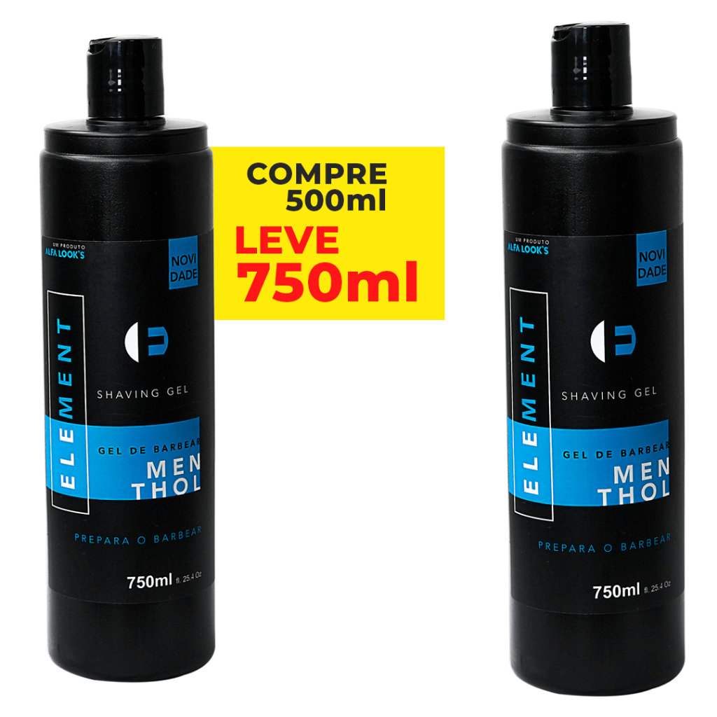 2 Uni Shaving Gel de Barbear Menthol Element 750ml Cada - Alfa Looks