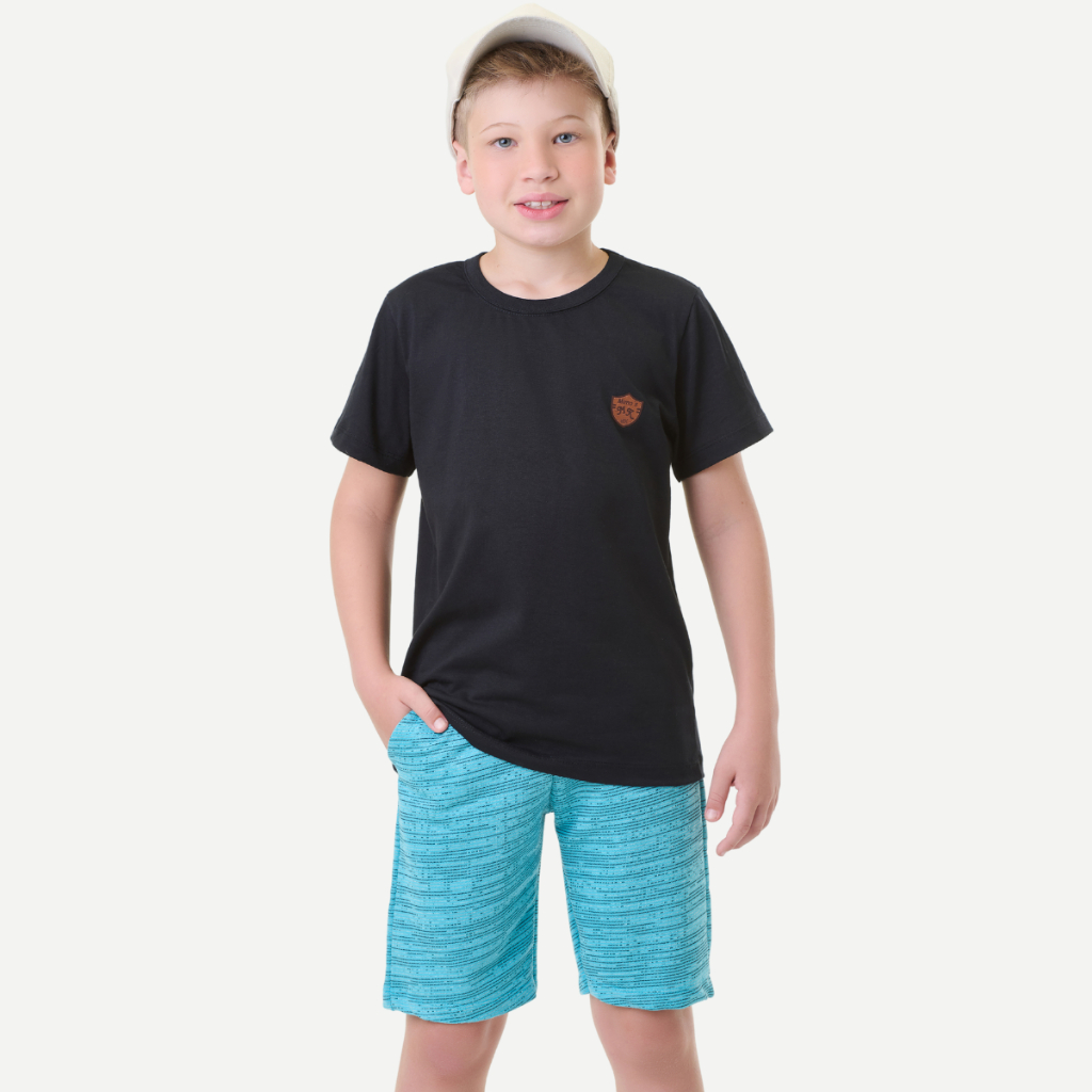 Conjunto camiseta verão infantil masculino 1 ao 14 anos