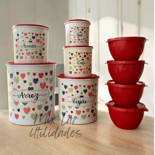 Kit de potes mantimentos cozinha com 5 peças plástico + 4 potes Boll redondos em Oferta na Shopee