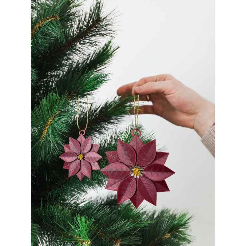 kit 5 unidades Enfeite Pendente de Natal- Flor de Natal para Árvore de Natal 🎄